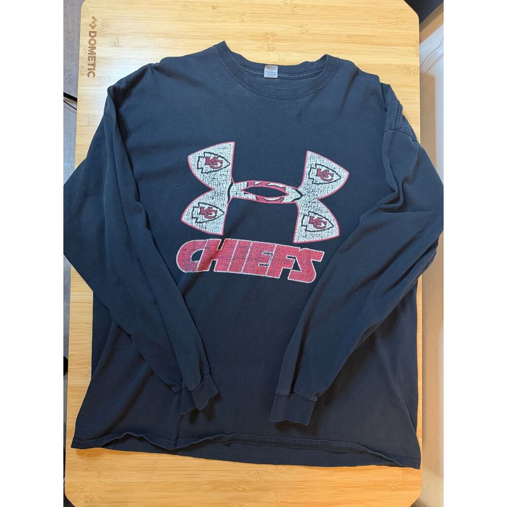 Kansas City Chiefs Long Sleeve Shirt XL Black Gildan Under Armour Mashup Graphic